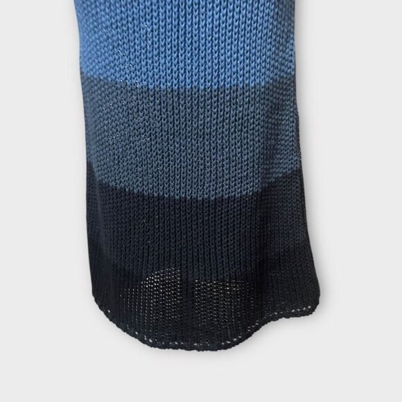 NWT Zara Knit Crochet Midi Dress M Color Block Cream Blue Bow NEW V Neck Bow - Picture 7 of 10